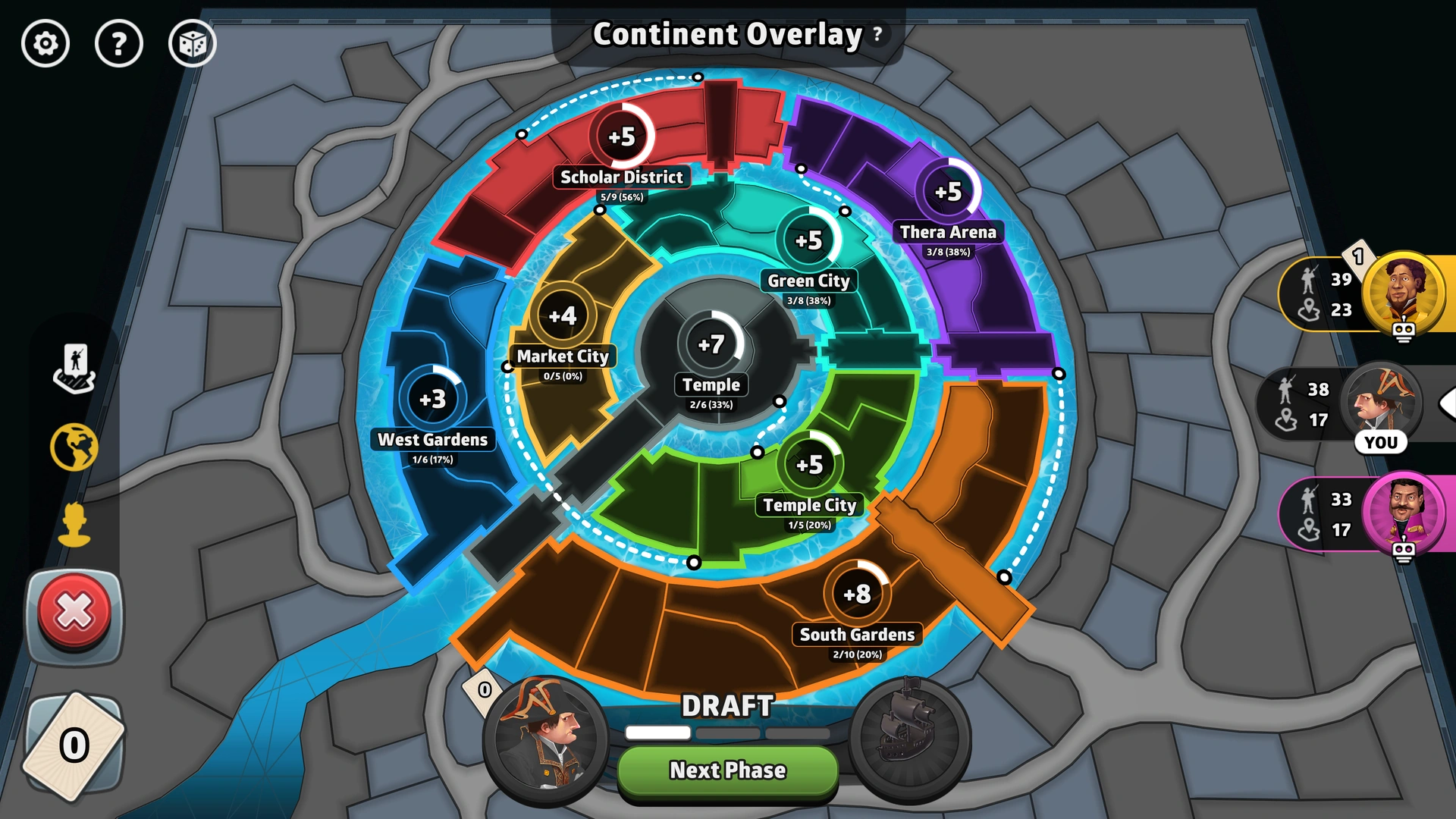 Atlantis map from Risk: Global Domination, displaying key regions and troop bonuses.