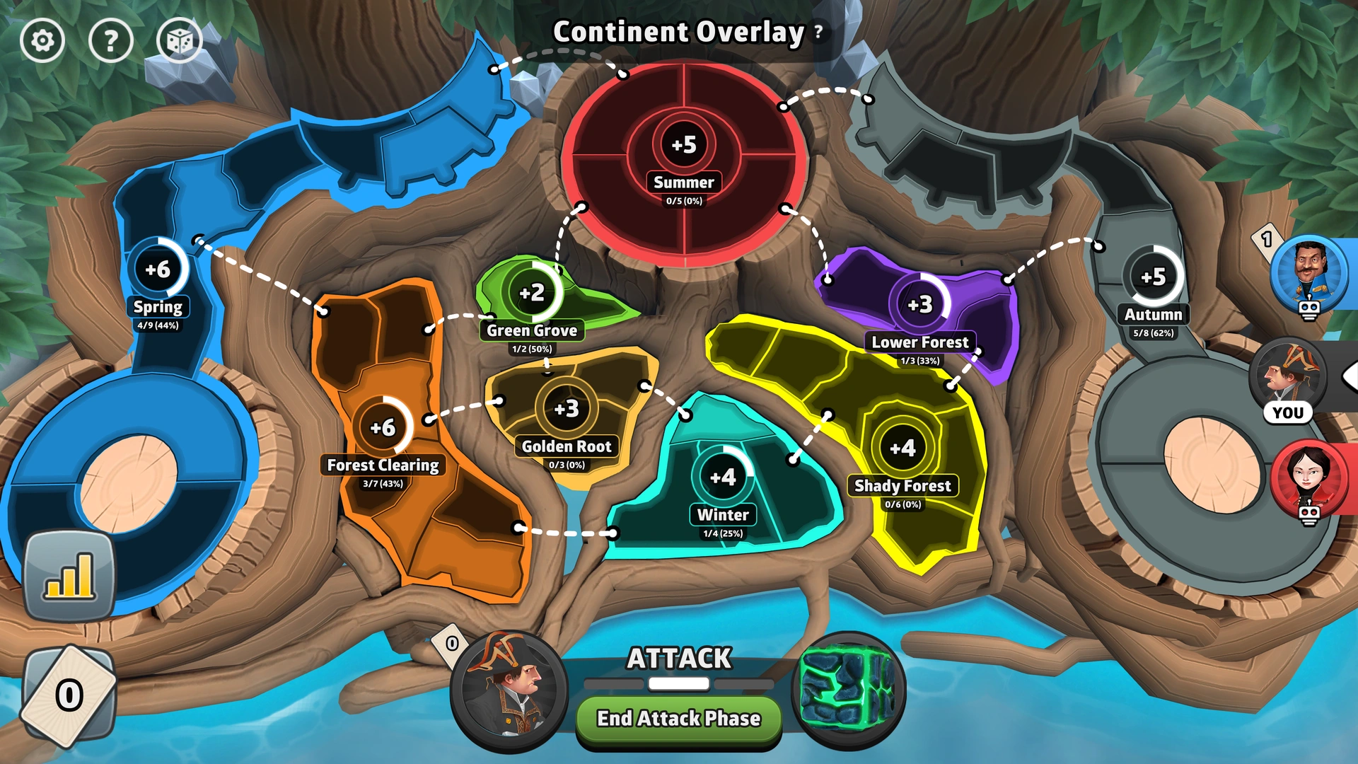 Moonstone Forest map from Risk: Global Domination, displaying key regions and troop bonuses.